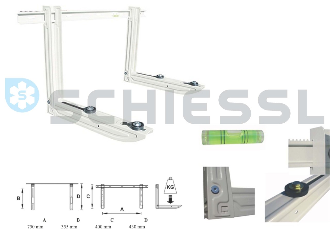 AKCE - Závěsná konzole s libelou, do 100 kg, 111000071, Tecnosystemi
