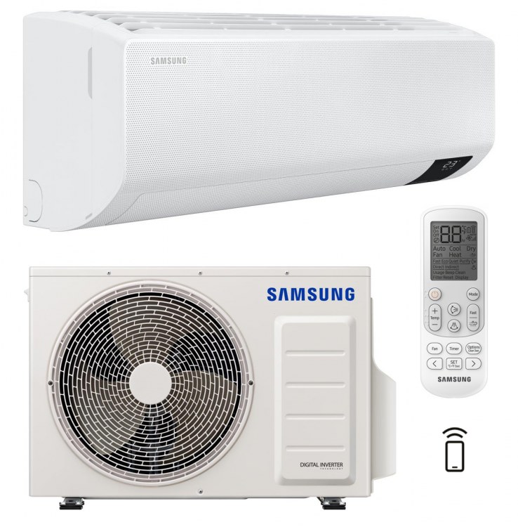 Samsung AR12TXFCAWK, Wind-Free Comfort, sada nástěnný split, R32